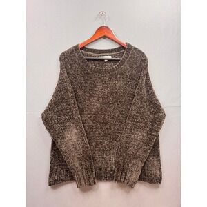 Seven7 Chenille Sweater Women Brown Marled Oversized Knit Pullover Large